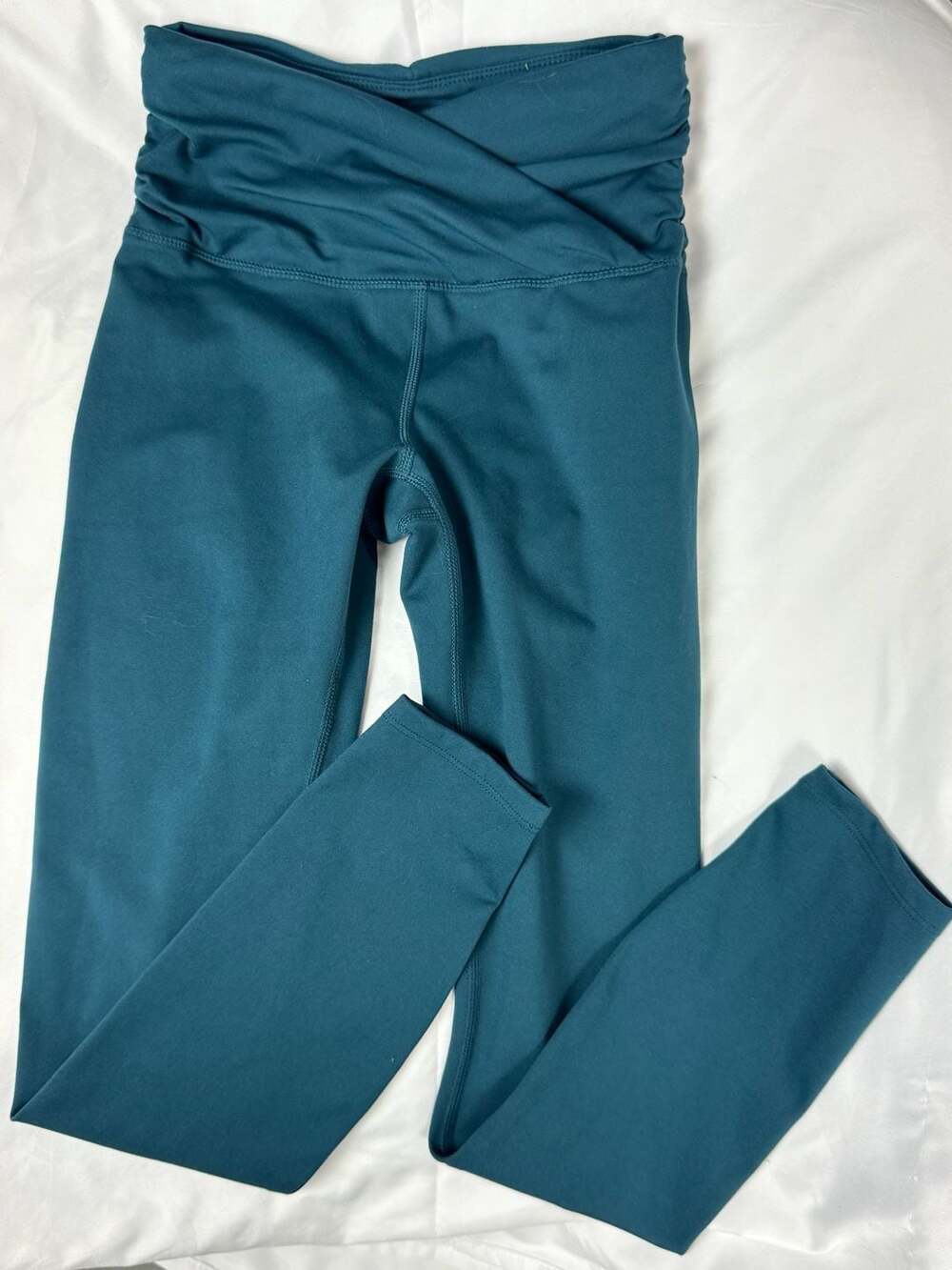 Zobha Women's Teal High-Waist Crossover Yoga Leggings
